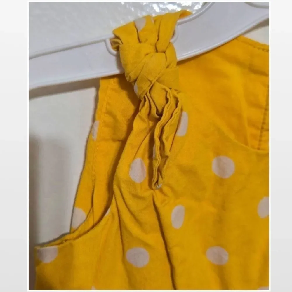 Gap Dress Girl Yellow White Polka Dot Sleeveless Summer Jumper 2